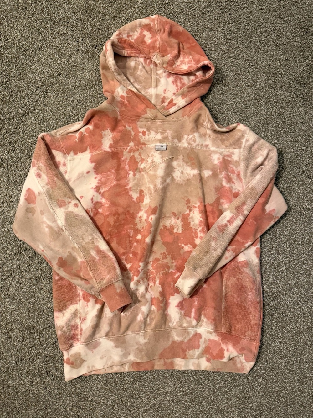 Nike Tie-Dye Hoodie Coral and Cream size small